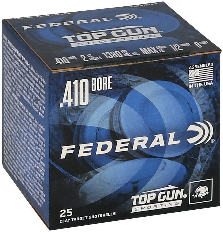 Federal Top Gun .410 Bore 2 1/2" #8 Shot, 1/2-Oz, 25-Rd