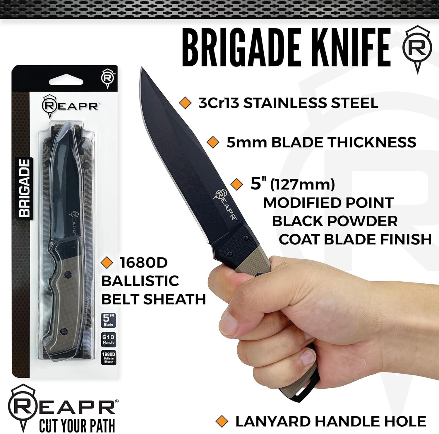 Reapr Brigade Fixed Blade Knife, 5-In