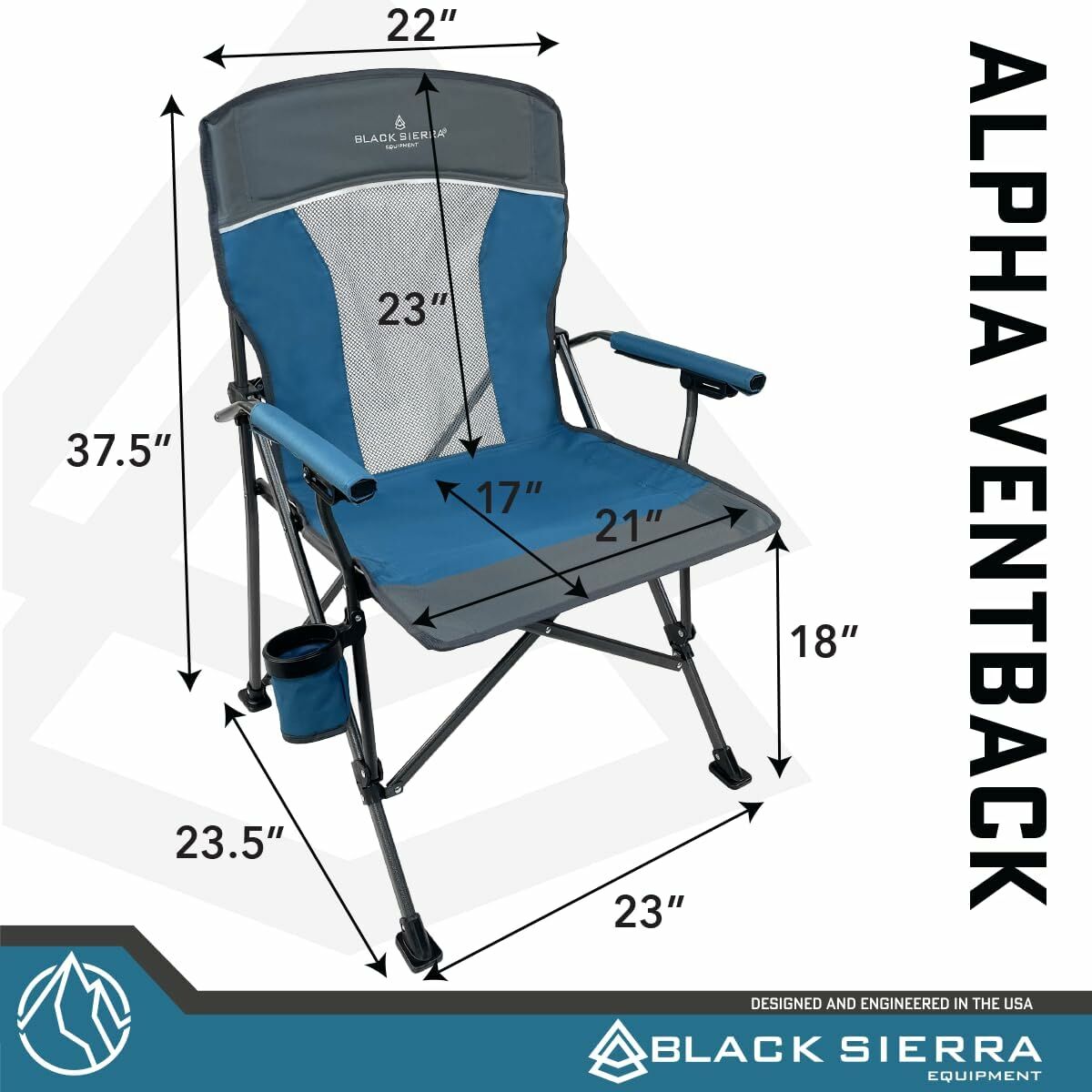 Black Sierra Alpha Hard Arm Camping Chair in Blue