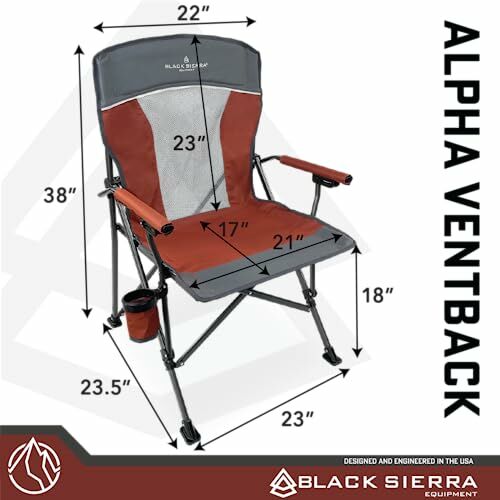 Black Sierra Alpha Hard Arm Camping Chair in Red