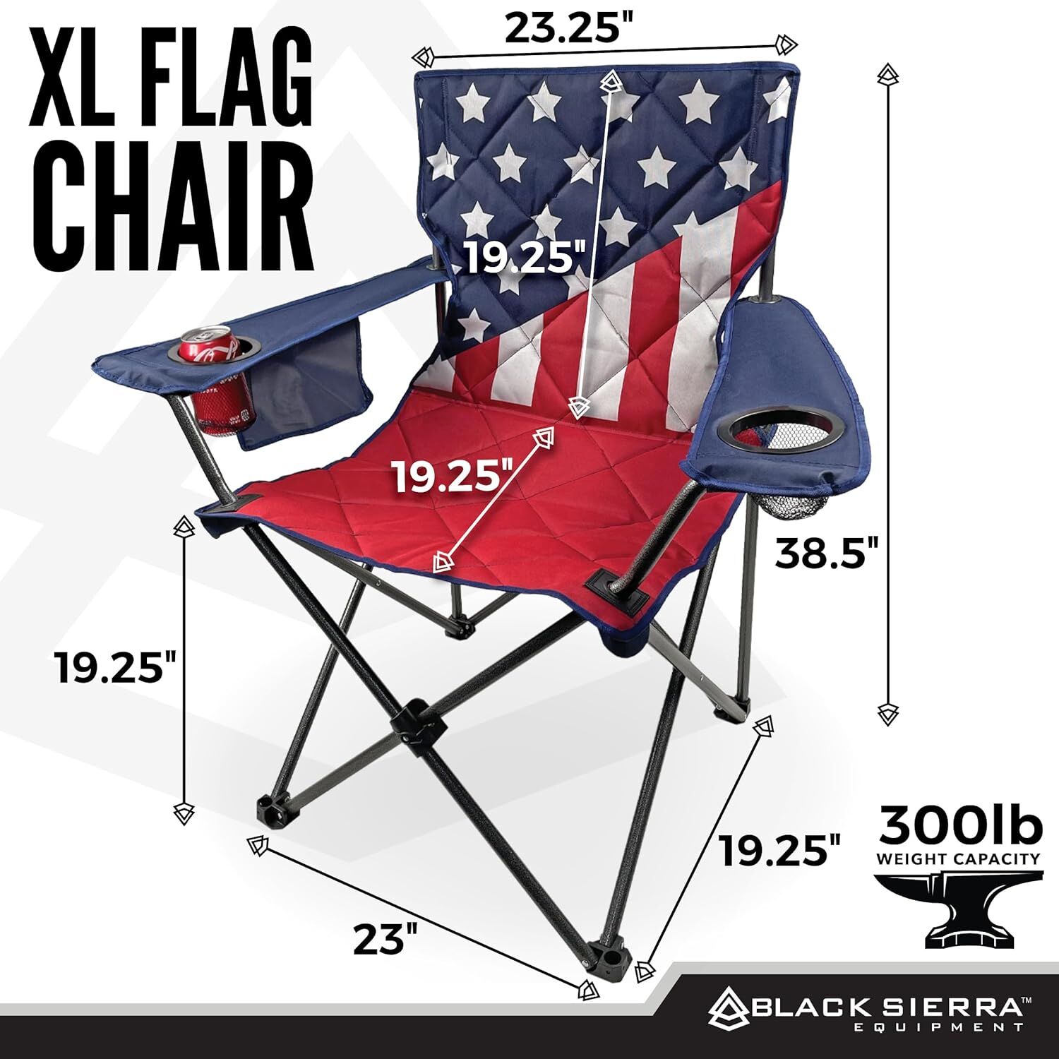 Black Sierra XL US Flag Chair