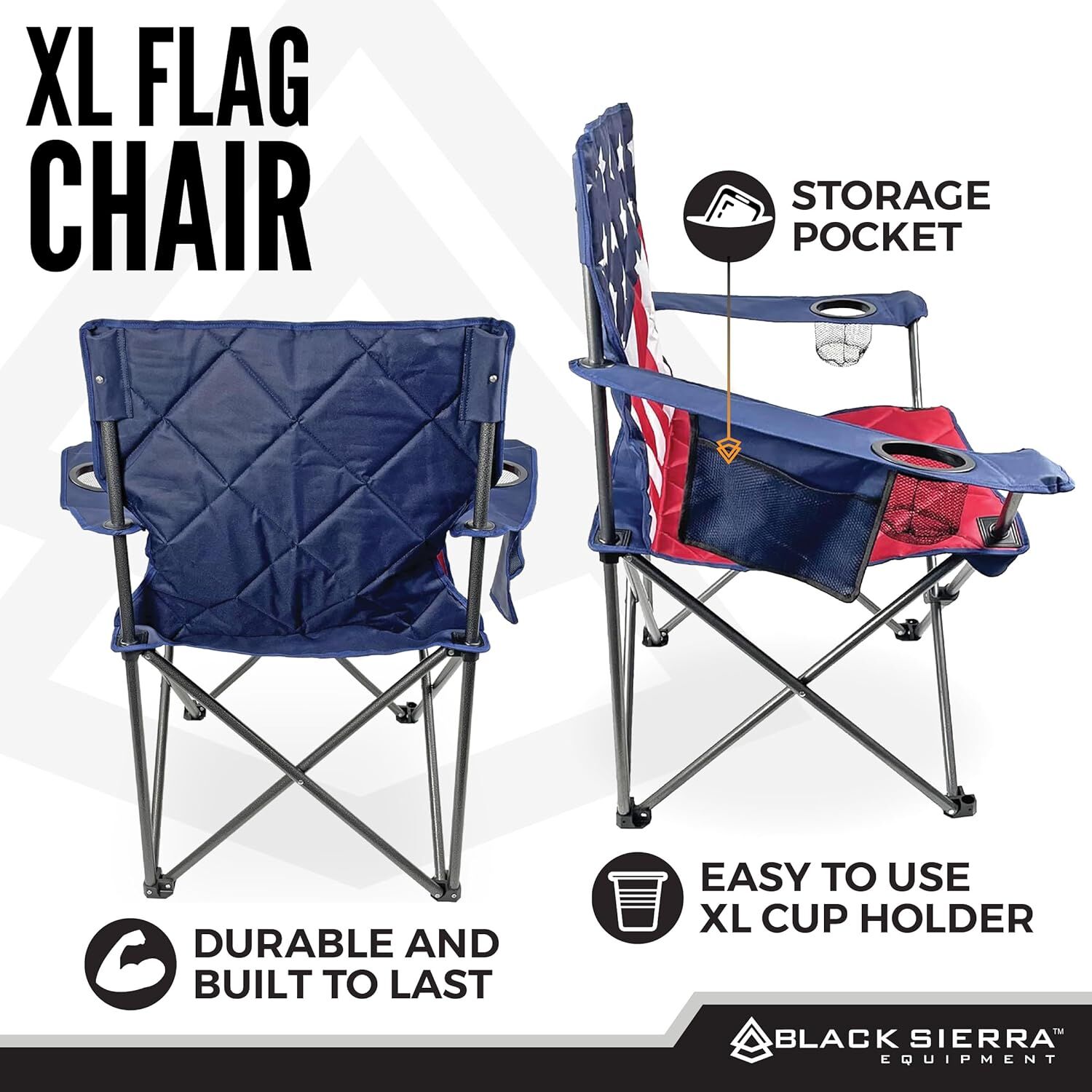 Black Sierra XL US Flag Chair