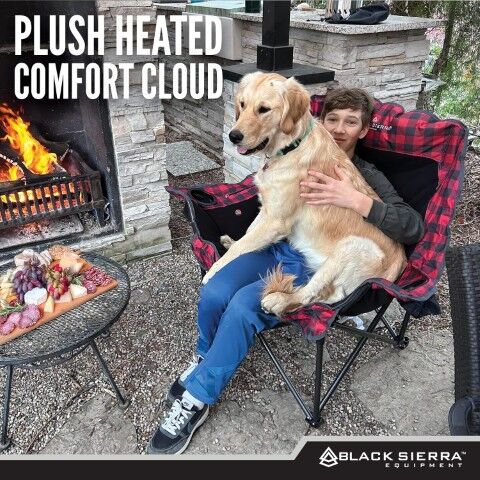 Black Sierra Heated Cloud Red Camp Chair