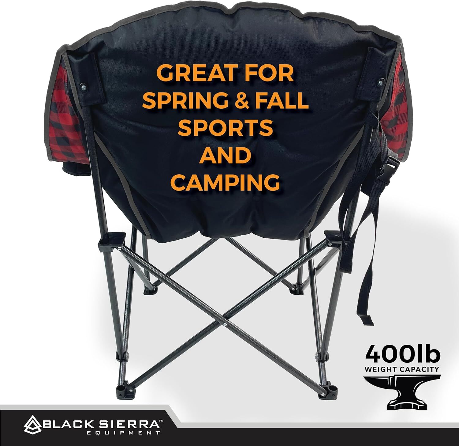 Black Sierra Heated Cloud Red Camp Chair
