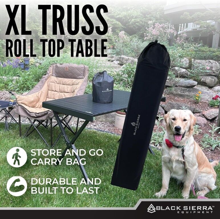 Black Sierra Extra Large Truss Roll Top Table, 44 1/2-In x 28-In x 28-In