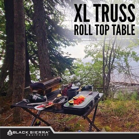 Black Sierra Extra Large Truss Roll Top Table, 44 1/2-In x 28-In x 28-In