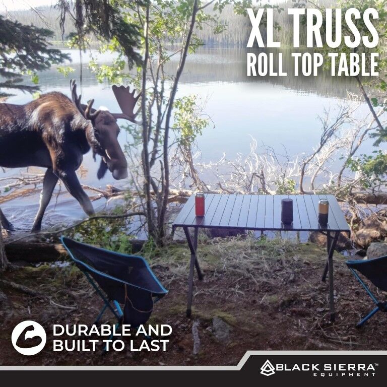 Black Sierra Extra Large Truss Roll Top Table, 44 1/2-In x 28-In x 28-In