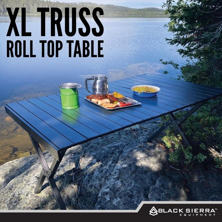 Black Sierra Extra Large Truss Roll Top Table, 44 1/2-In x 28-In x 28-In