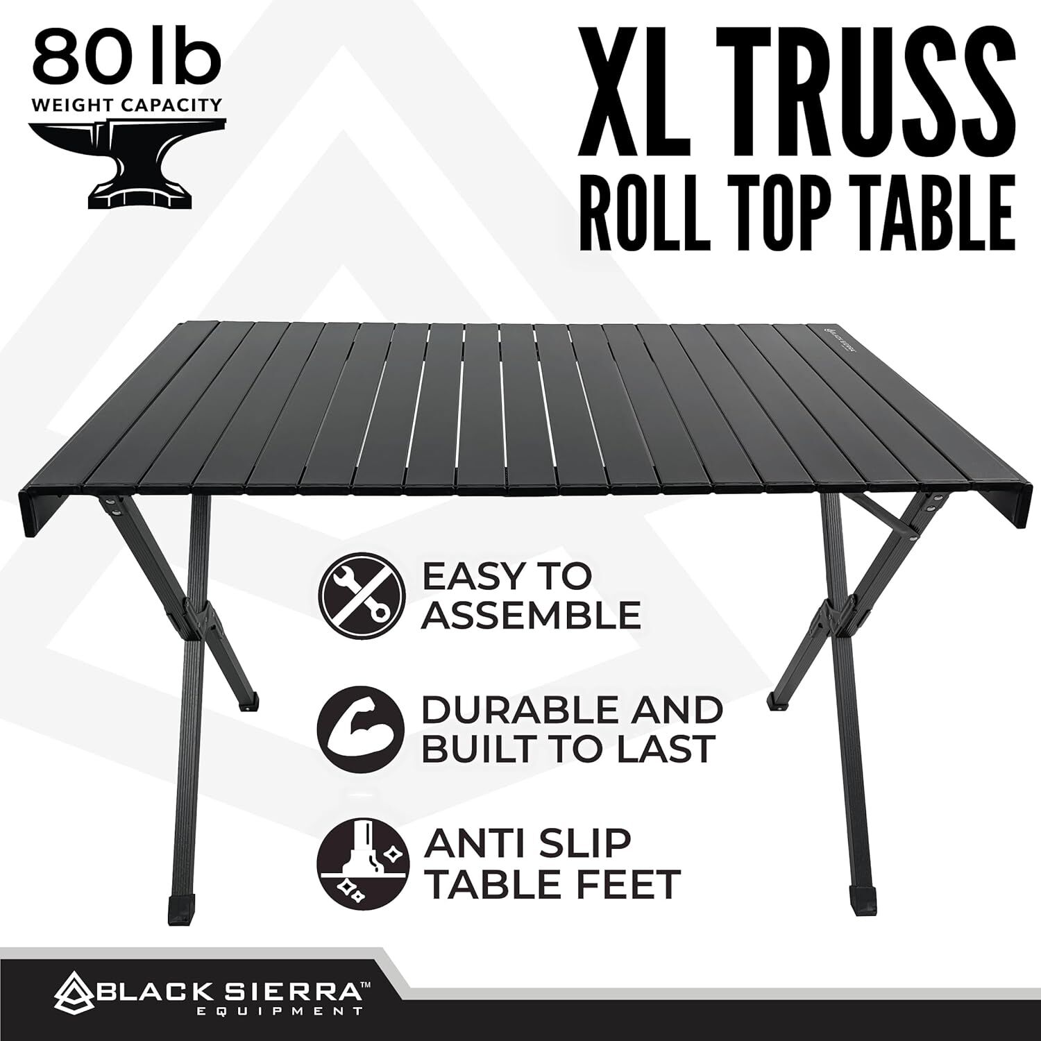 Black Sierra Extra Large Truss Roll Top Table, 44 1/2-In x 28-In x 28-In