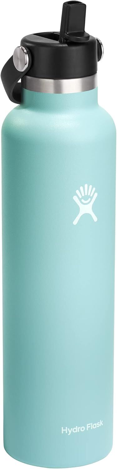 Hydroflask Water Bottle Standard Mouth with Flex Straw Cap Dew, 24-Oz