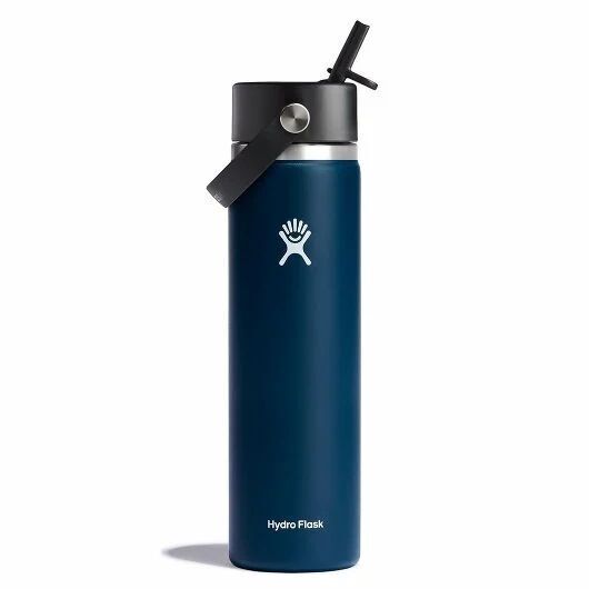 Hydro Flask Wide Mouth with Flex Straw Cap Indigo Water Bottle, 24-Oz