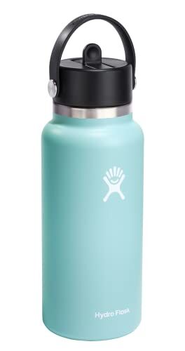 Hydroflask Water Bottle Wide Mouth with Flex Straw Cap Dew, 32-Oz