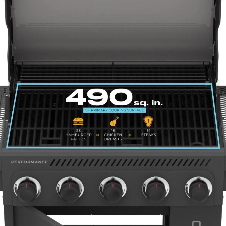 Charbroil Grey Performance Series FlavorMax 5 Burner Gas Grill Cabinet with Side Burner