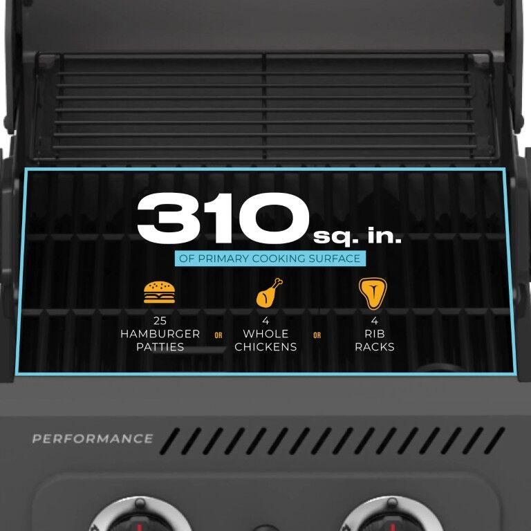 Charbroil Grey Stainless Performance Series FlavorMax 2 Burner Gas Grill with Foldable Side Shelves