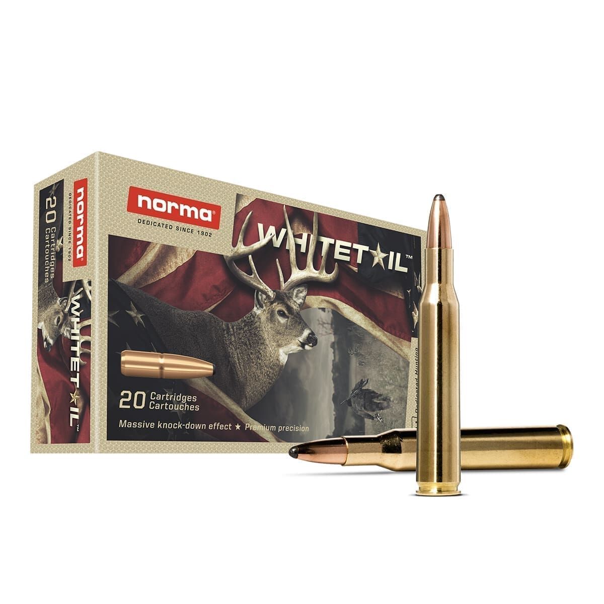 Norma Whitetail .270 Win, 130 Grain Soft Point Rifle Ammo, 20-Rd