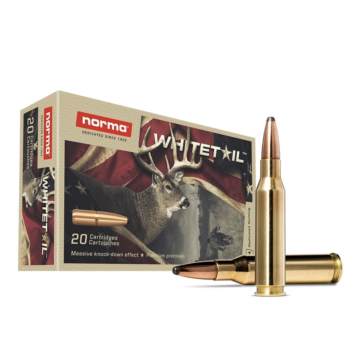 Norma Whitetail 7mm-08 Rem, 150 Grain Soft Point Rifle Ammo, 20-Rd