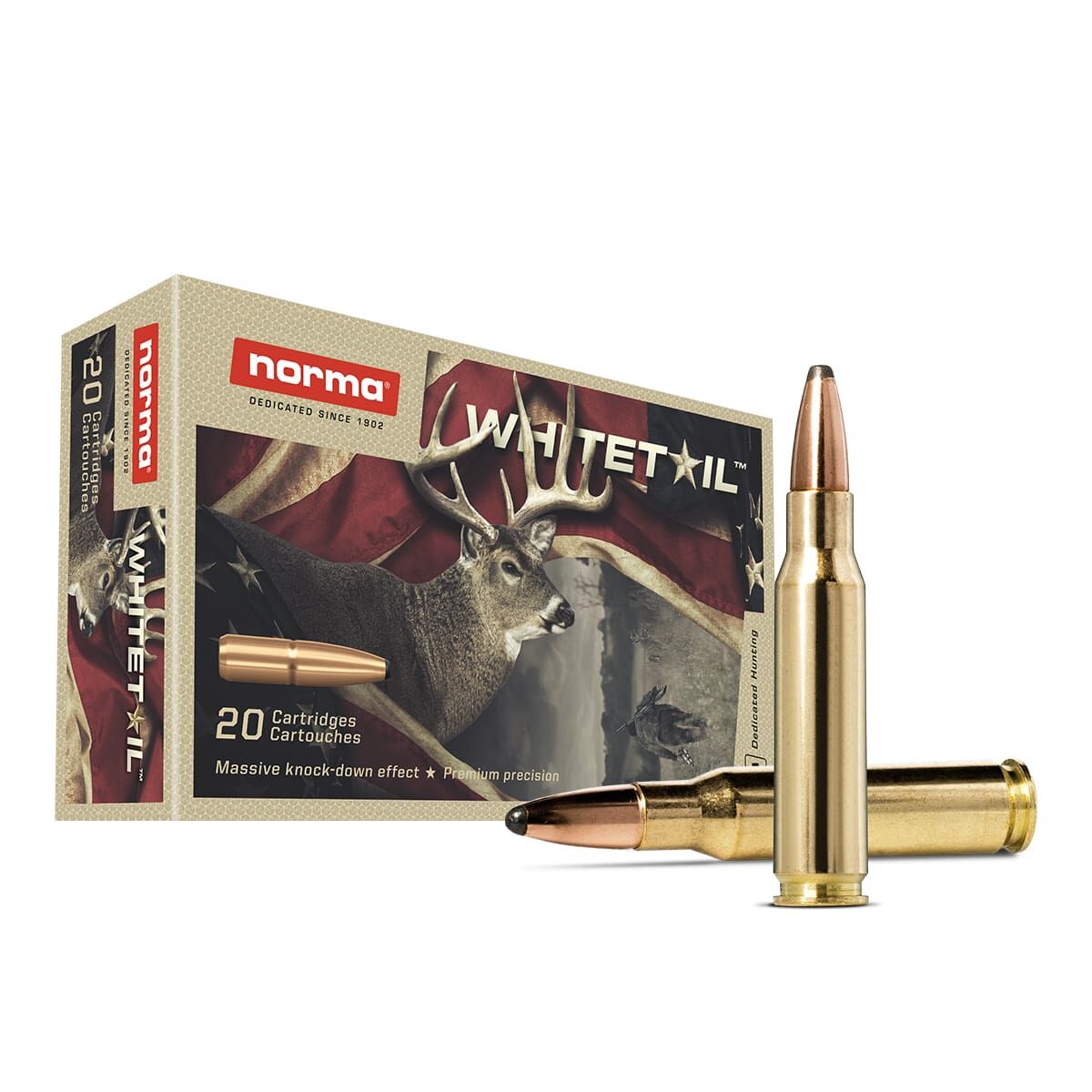 Norma Whitetail .308 Win, 150 Grain Soft Point Rifle Ammo, 20-Rd