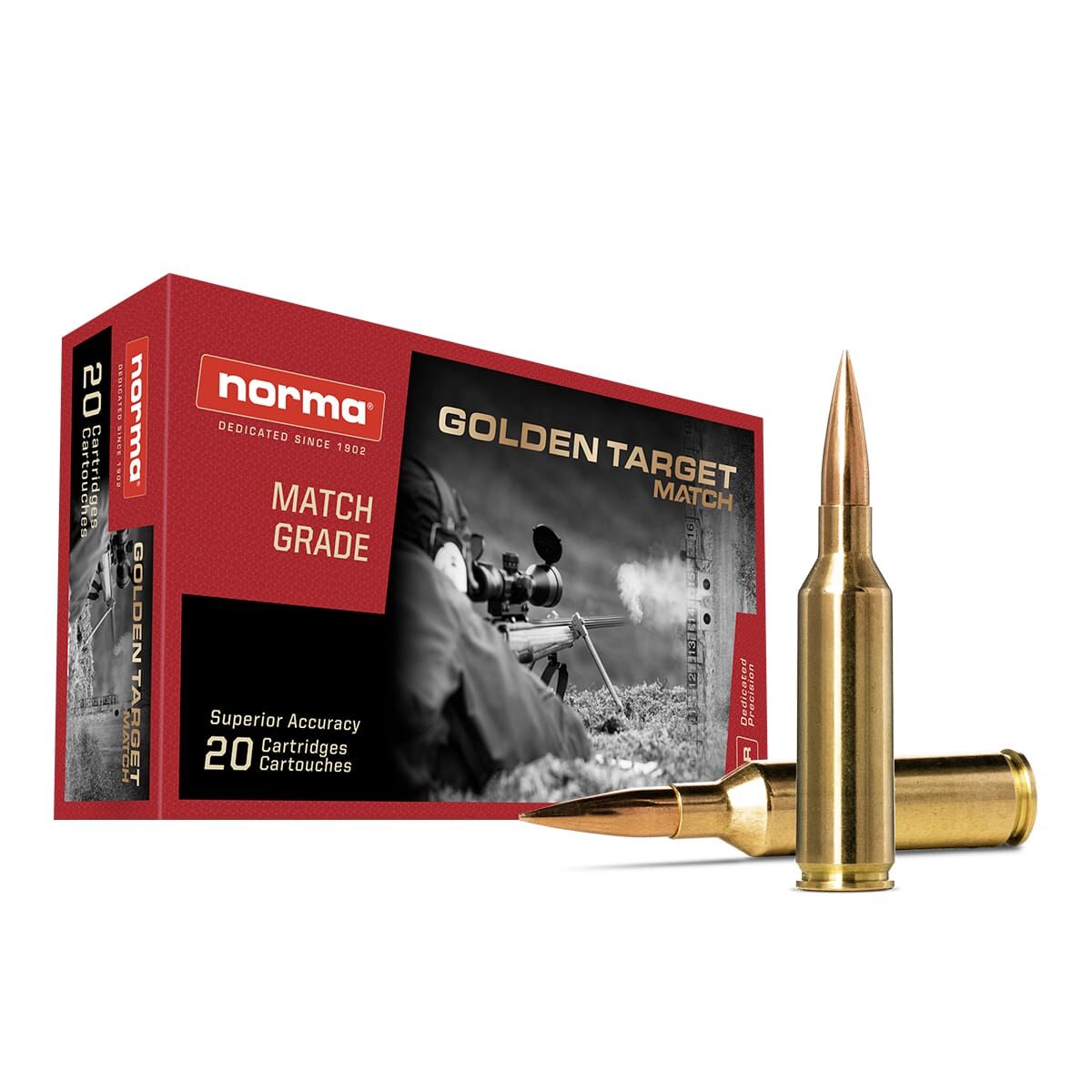 Norma Golden Target Match 6.5 PRC, 143 Grain Boat-Tail Hollow Point Rifle Ammo, 20-Rd