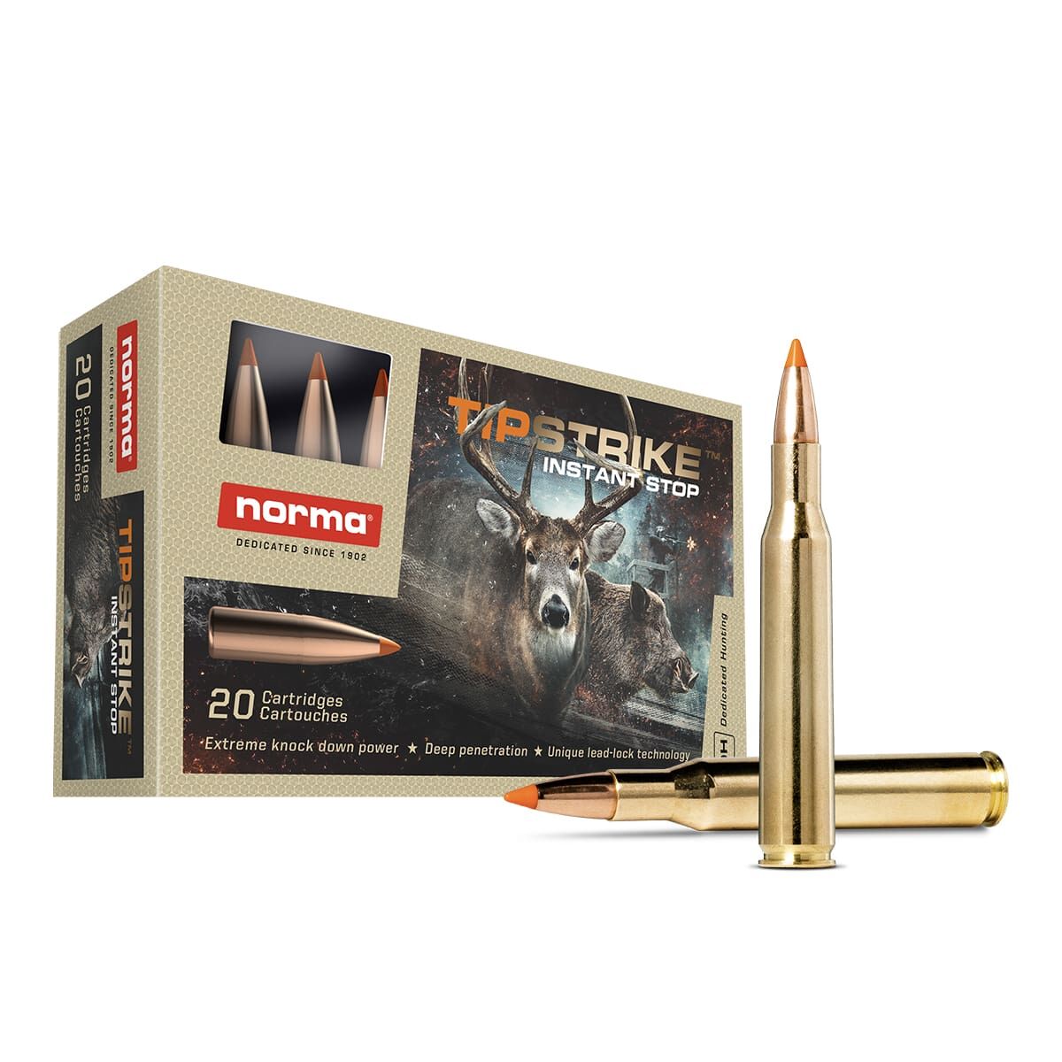 Norma TipStrike .270 Win, 140 Grain Polymer Tip Rifle Ammo, 20-Rd