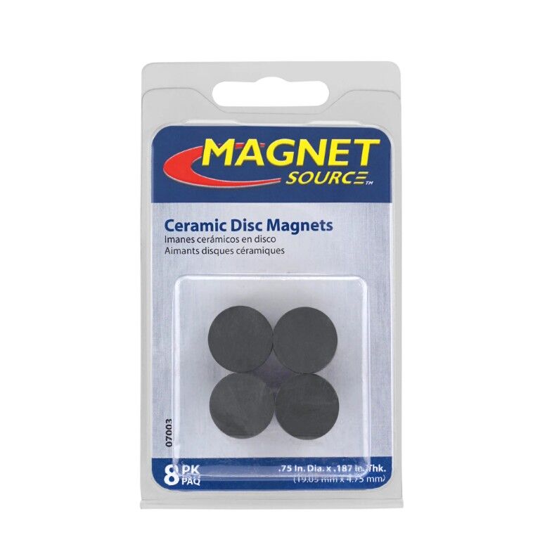 Master Magnetics Ceramic Disc Magnets, 3/4-In, 8-Pk
