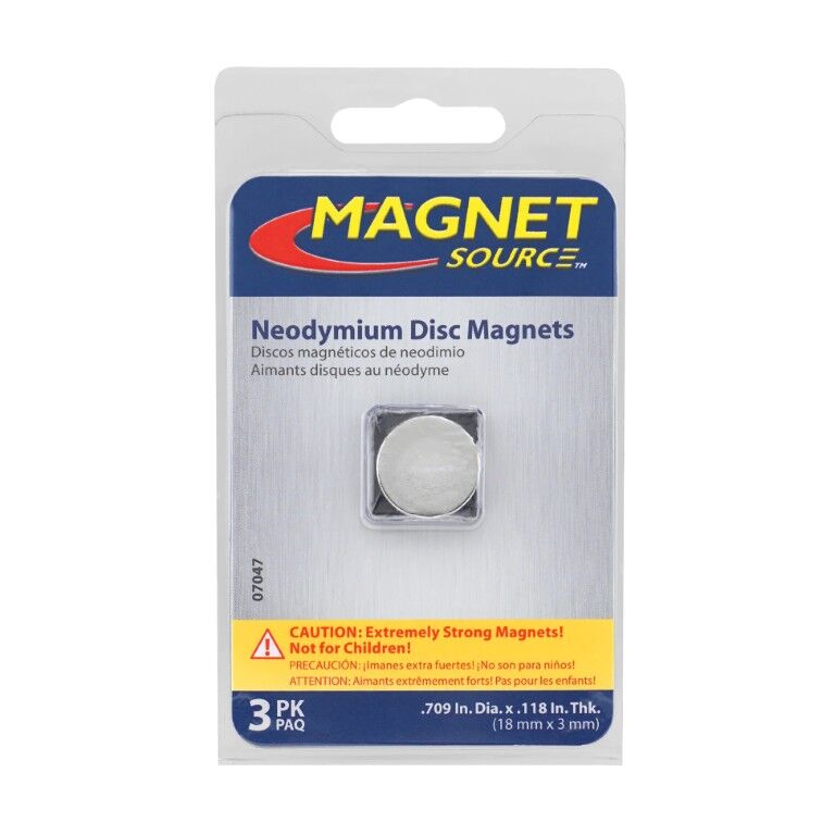 Magnet Source Neodymium Disc Magnets, 3-Pk