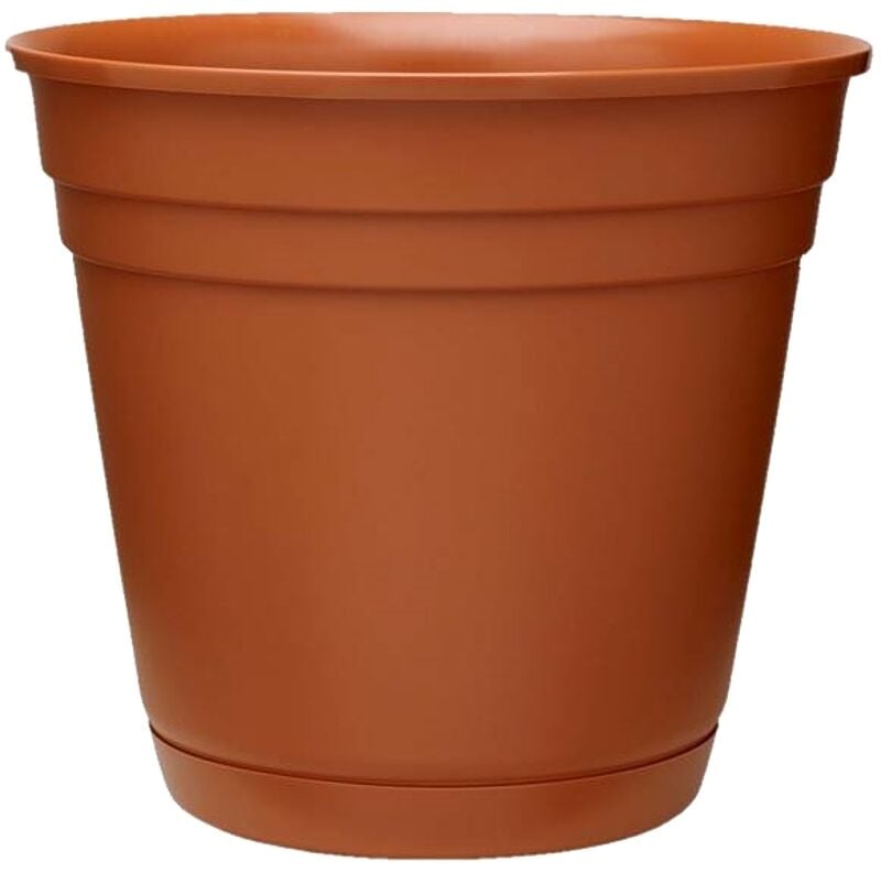 Southern Patio Plastic Terracotta Planter with Saucer, 16-In