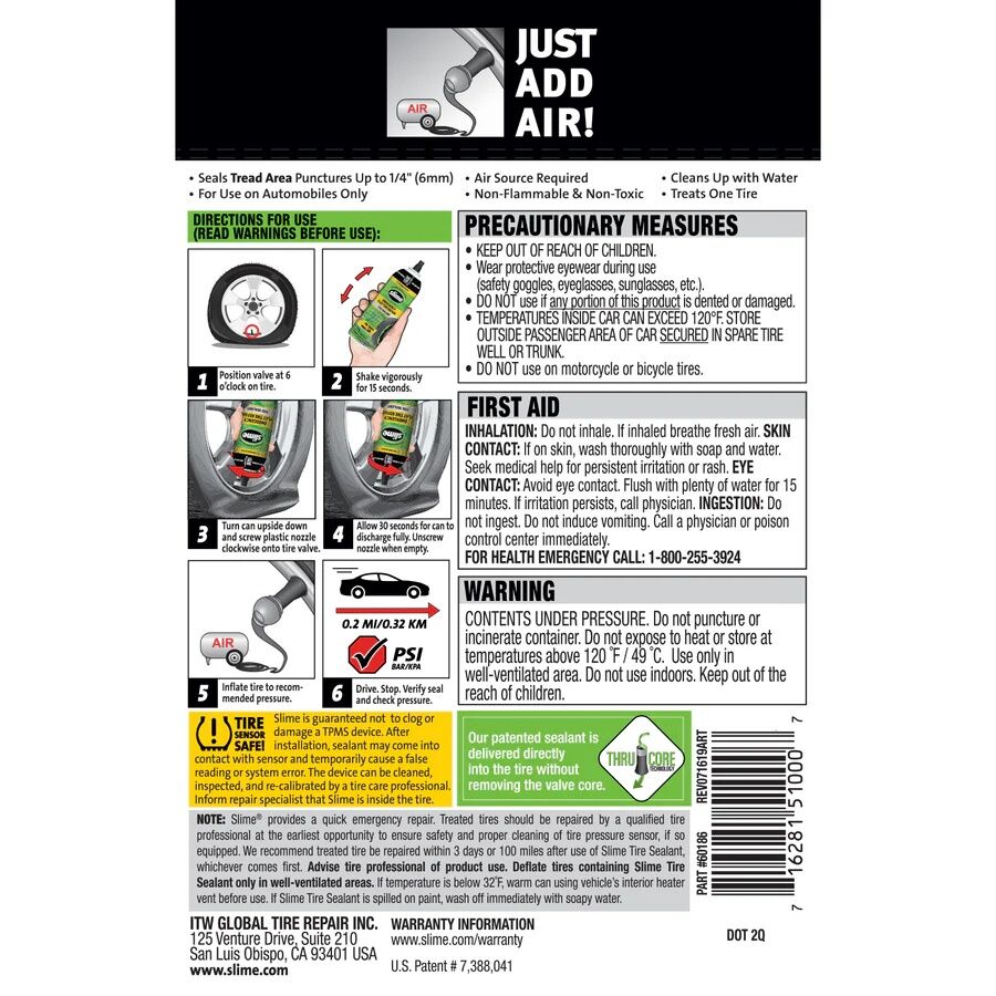 Slime Thru-Core Emergency Tire Sealant, 14-Oz