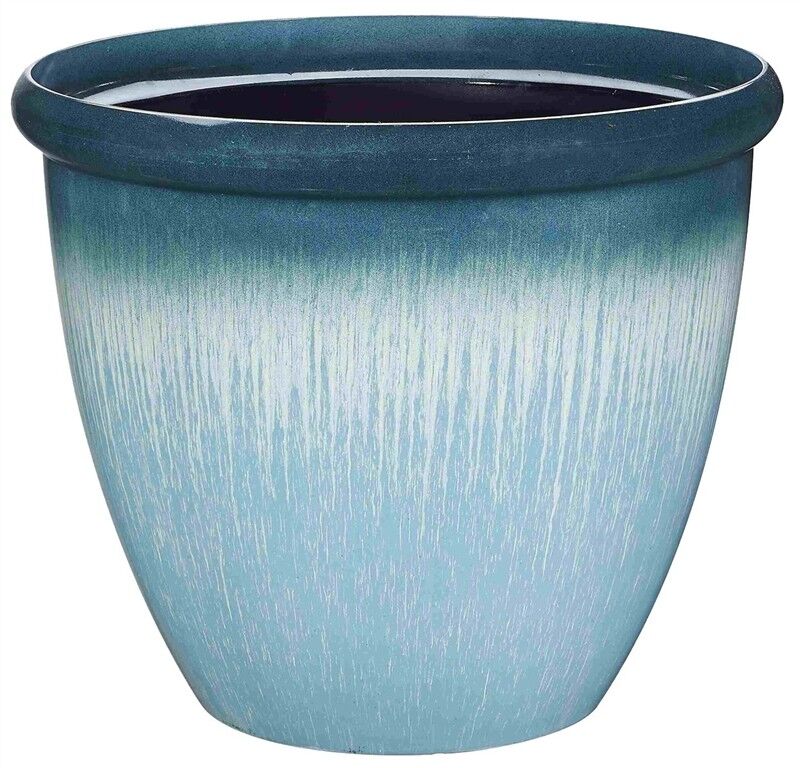 Landscapers Select Blue Resin Egg Rim Planter, 12 1/2-In x 15-In