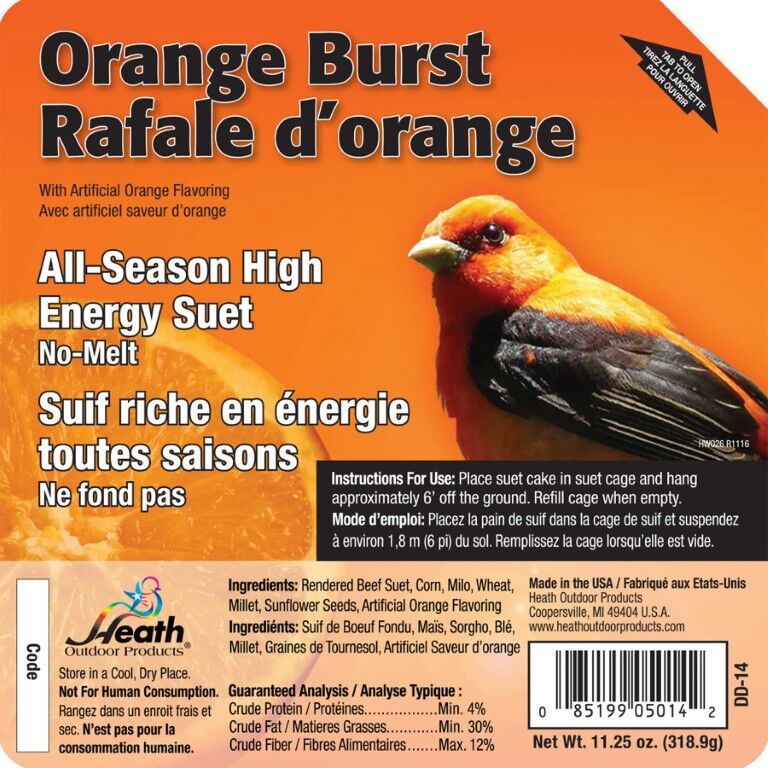 Heath Orange Burst Suet Cake, 11.25-Oz