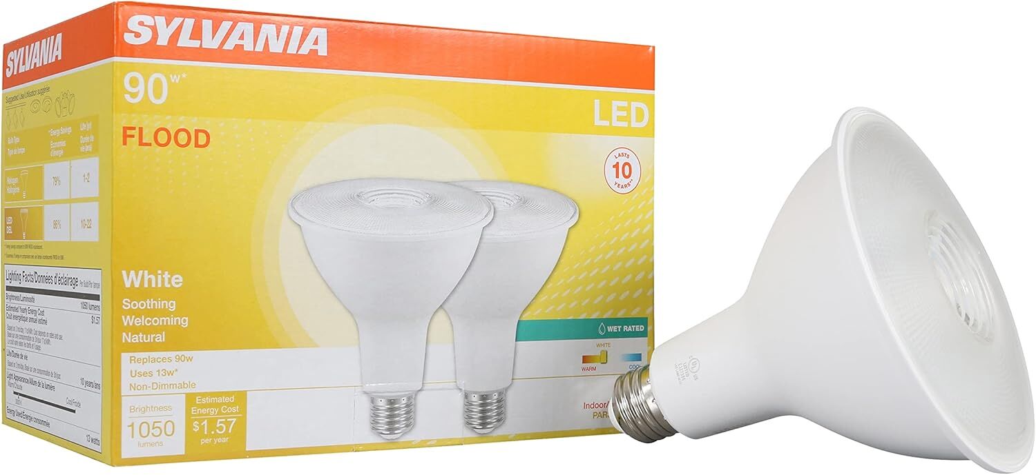 Sylvania PAR38 13 Watt White LED Light Bulb, 2-Pk