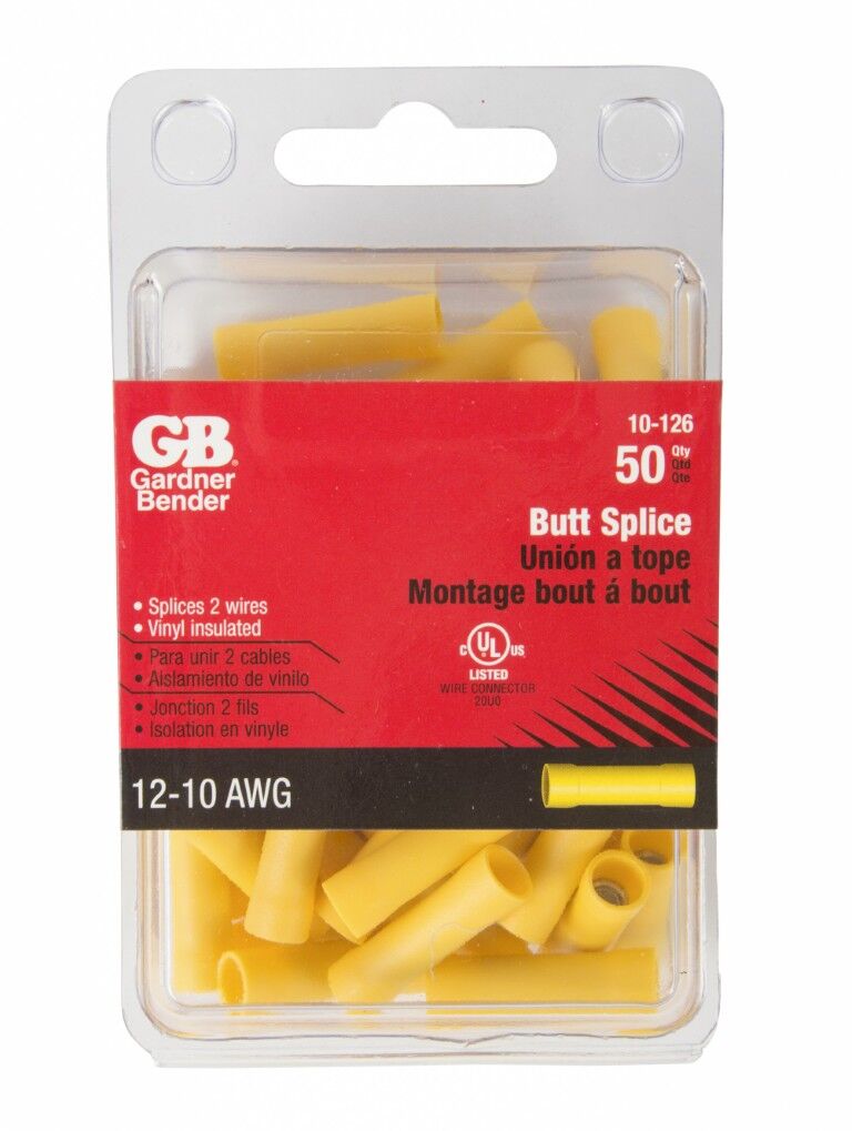 Gardner Bender Yellow Splice Butt, 12-10 Gauge, 50-Pk