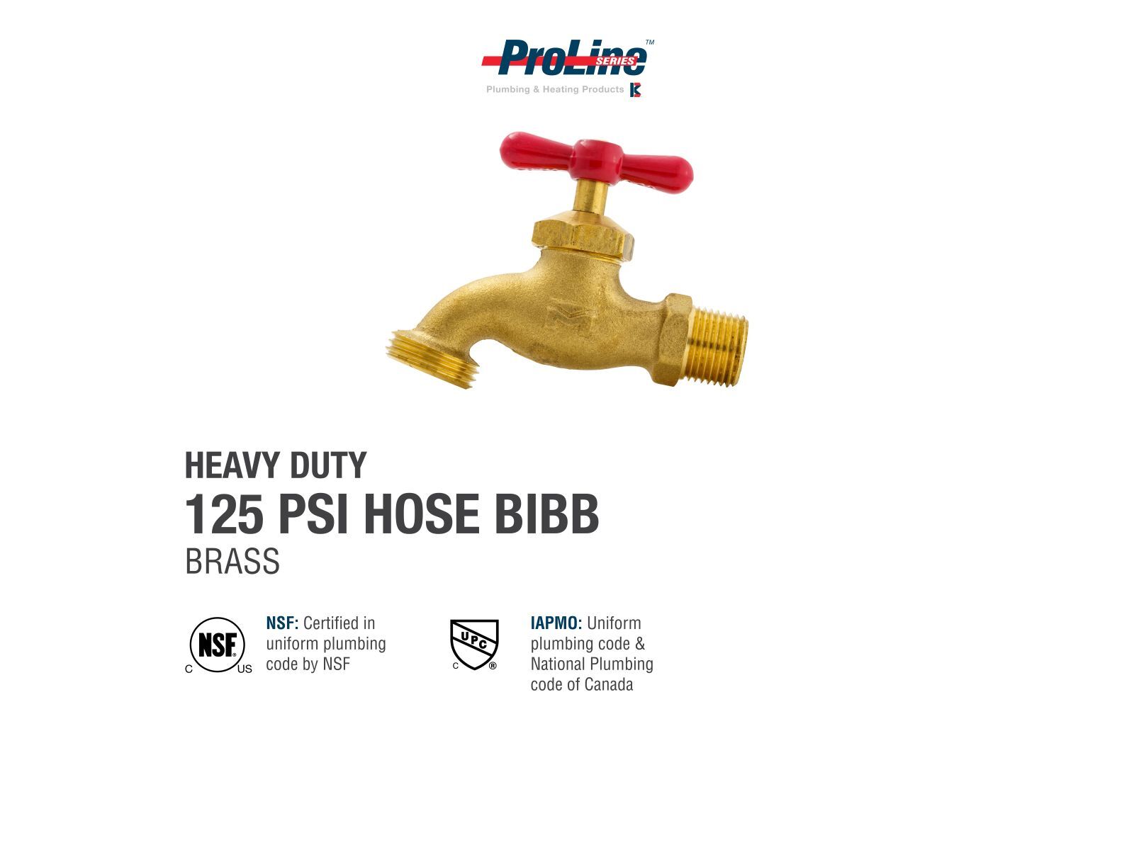 ProLine Heavy Duty Brass Hose Bibb, 1/2-In MIP x 3/4-In MHT