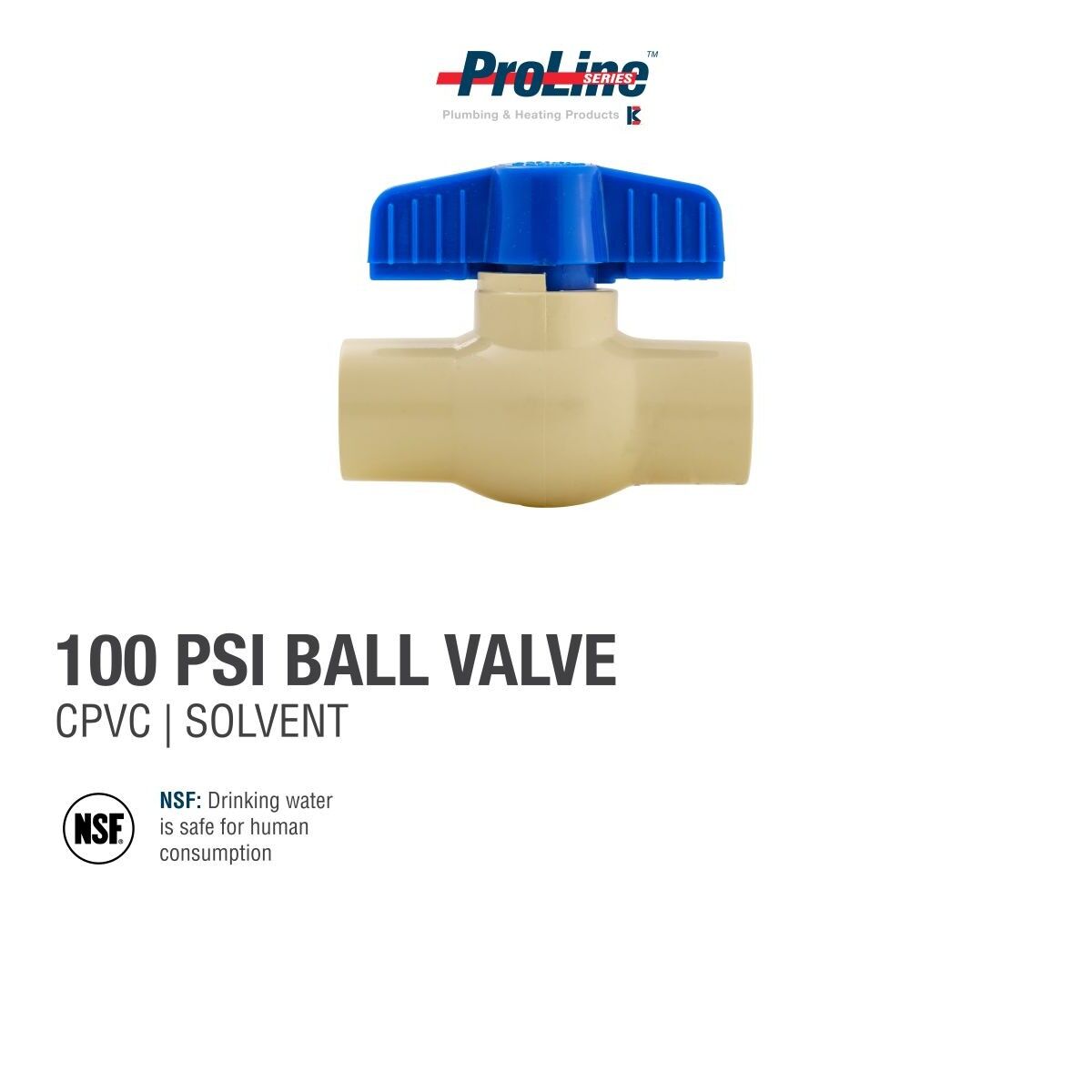 ProLine CPVC Ball Valve, 1/2-In Solvent x 1/2-In Solvent