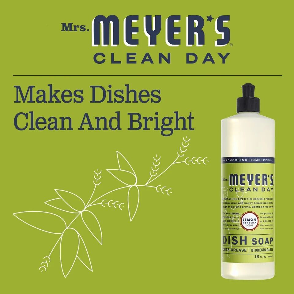 Mrs. Meyer's Clean Day Lemon Verbena Dish Soap, 16-Oz