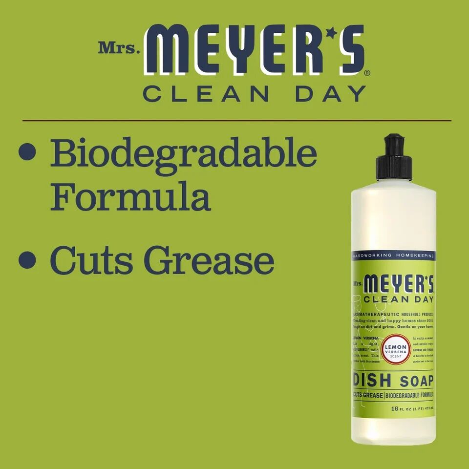 Mrs. Meyer's Clean Day Lemon Verbena Dish Soap, 16-Oz