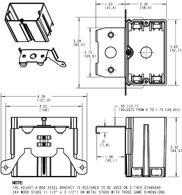 Carlon M121ADJ Blue 1-Gang Outlet Box, 3 3/4-In X 3 7/8-In X 3 3/8-In