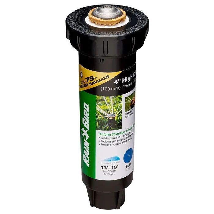 Rain Bird Mini Rotary Sprinkler Full Spray Pattern with Pressure Regulator, 13-18-Ft