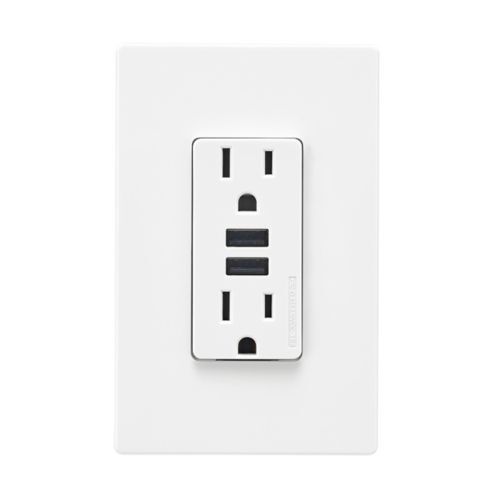 Eaton TR7765W-KB-L Duplex Receptacle With USB Charger