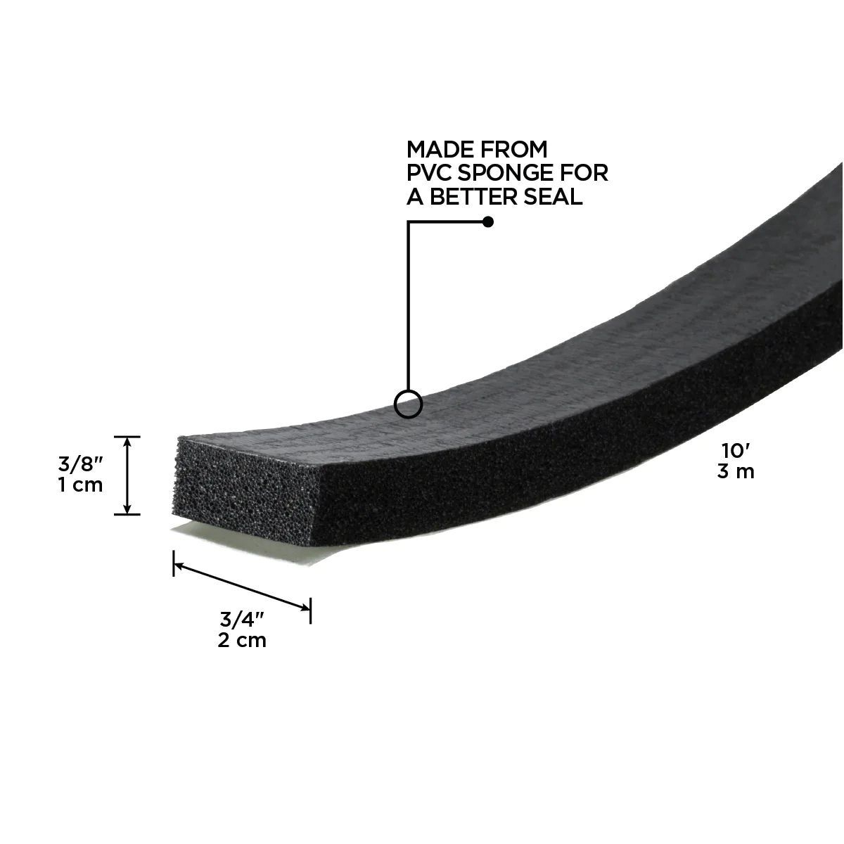 M-D Building Products Black Sponge Window Seal for Gaps, 3/8-In x 3/4-In x 10-Ft