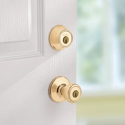 Kwikset Polished Brass Tylo Security Set Deadbolt Keyed One Side With Pin & Tumbler