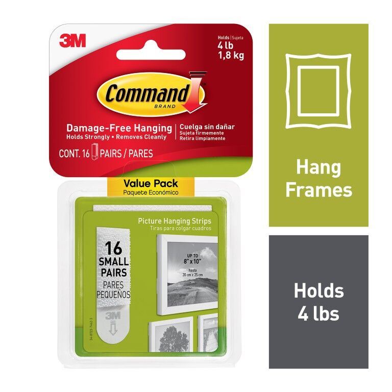 Command Small Picture Hanging Strips, 16-Pk