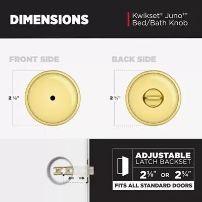 Kwikset Polished Brass Bed/Bath Juno Door Knob