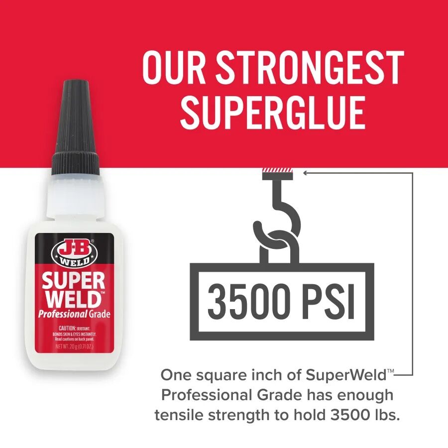 J-B Weld SuperWeld Professional Grade Instant Clear Adhesive, 20-G