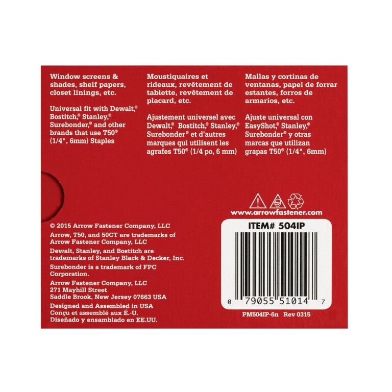 Arrow Fastener T50 Heavy Duty Staples, 1/4-In x 3/8-In, 5000-Ct