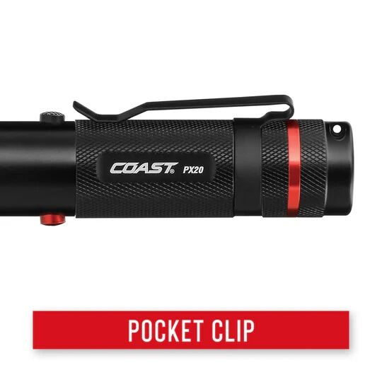 Coast PX20 Dual-Color White/Red Bulls-Eye Spot Beam LED Flashlight