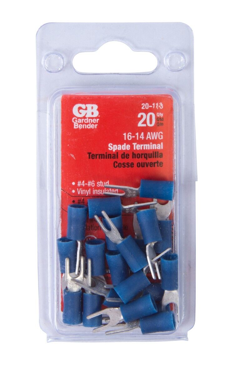 Gardner Bender Vinyl Insulated Spade Terminal, #16-#14 AWG