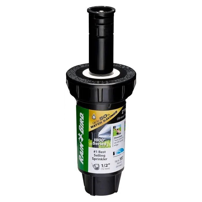 Rain Bird 2-In Pop-Up Spray Head 180° Pattern Dual Spray Sprinkler With Pressure Regulator, 15-Ft