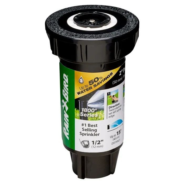 Rain Bird 2-In Pop-Up Spray Head 180° Pattern Dual Spray Sprinkler With Pressure Regulator, 15-Ft