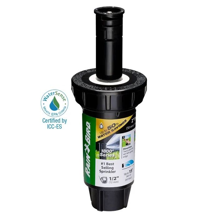 Rain Bird 2-In Pop-Up Spray Head 90° Pattern Dual Spray Sprinkler With Pressure Regulator, 15-Ft