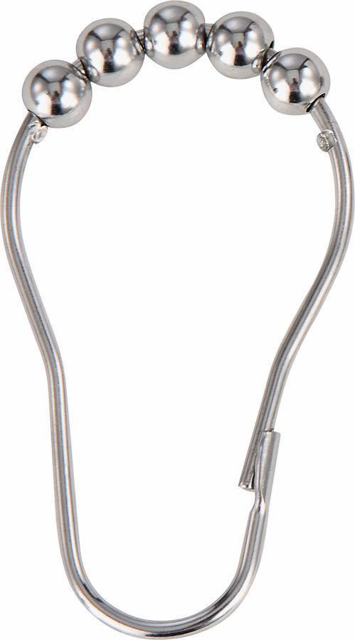 Simple Spaces Chrome Steel Roller Ball Curtain Hook, 1-1/2-In x 3-In, 12-Pk